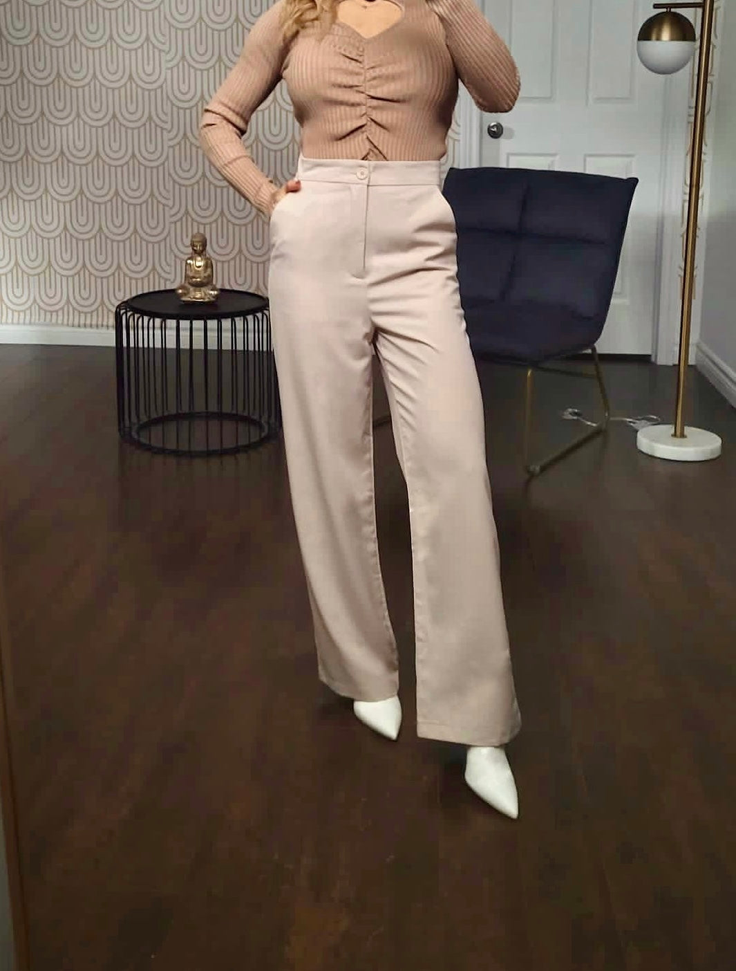 Pantalon large taille haute